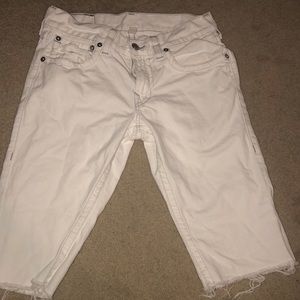 White True religion brand jean shorts